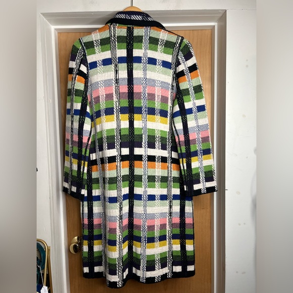 Aldomartins Women’s Multicolor Plaid Knitted Long Jacket. Size: Medium - Picture 4 of 5